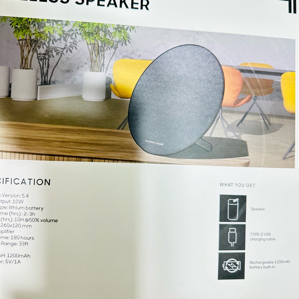 Sharper Image Gray Portable Speaker
